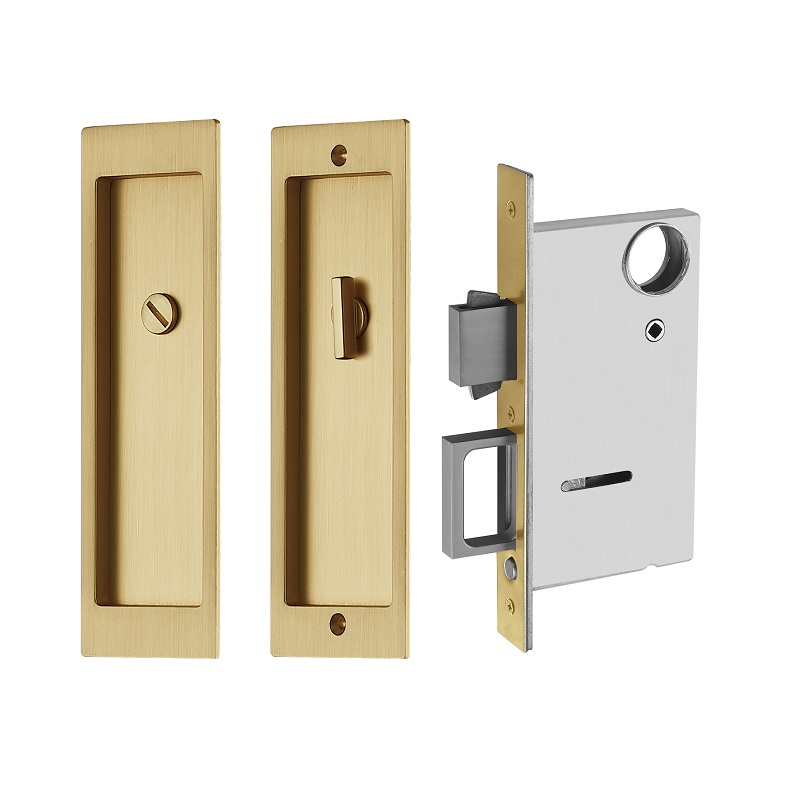 1801-BK حديثة جيب مستطيلة قفل نقش الباب المنزلق ، مقبض السحب الثقيل لوظيفة الخصوصية